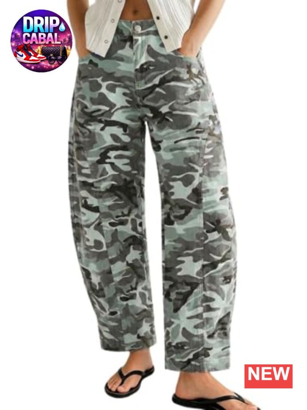 Women's Distressed Barrel Jeans Y2K Wide Leg High Waist Denim Ankle Pants